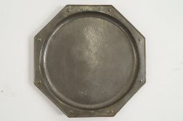 An Arts and Crafts pewter "CIVIC" octagonal tray