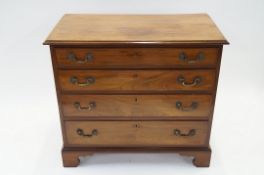 A 19th century mahogany chest of drawers, four long, on bracket feet