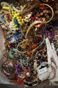 A large box of costume jewellery
