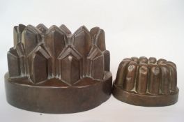 Two copper jelly moulds