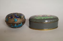 A cloisonne box and cover, along with one other