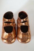 Vintage leather coppered baby shoes