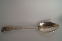 A Hester Bateman bright cut tablespoon, London 1788, monogram to cartouche and rear, also dated