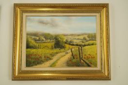 An original oil painting by Roger Jones 1998, "A view from Ebbor"