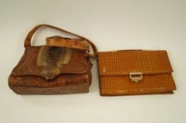 A vintage Pierre Cardin clutch bag, and a snake skin with alligator bag