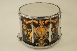 A Royal Marines regimental side drum, rod tensioned example