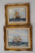 Two decorative oil on canvas of ships