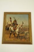 A late 19th century oil on canvas of a Russian army, signed lower right