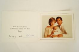A signed Prince of Wales and Diana Christmas Greetings card from 1982