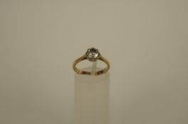 A single stone cubic zirconia 9ct gold ring, finger size M 1/2, 2.5 grams gross