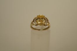 A 14ct gold synthetic set dress ring, finger size M, 3.7 grams gross