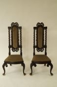 A pair of 19th century pray du lieu chairs with barley twist decoration