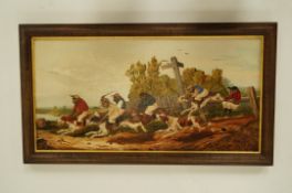 A.C. Jessier, an oil on canvas of monkeys riding dogs