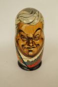 A group of satirical Russian dolls, Yeltsin etc.