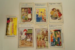 A collection of seven comic postcards