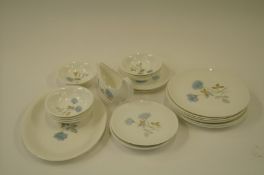 Wedgwood - "Ice Rose" 8 piece dinner service, plates, side plates, dessert plates with gravy bowl
