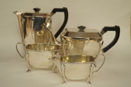 A four piece Art Deco silver tea service, by Gladwin Ltd., Sheffield 1937, with Dublin import
