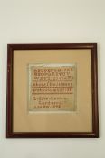 A late 19th century sampler dated 1882, Lizzie Louise Gardner
