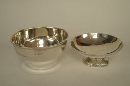 A silver bowl, maker J. D. and S., Sheffield 1932; with a small French bowl; 122 grams gross