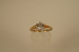 A single stone cubic zirconia 9ct gold ring, finger size O1/2, 2.2 grams gross