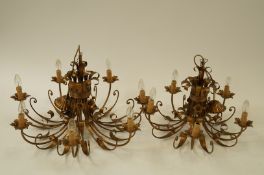 Two gilt chandeliers