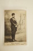 Benito Mussolini's autograph on an Italian postcard