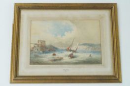 W. Browning - A watercolour of Fowey Harbour, dated 1874