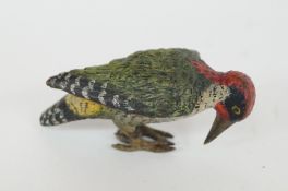 An Austrian cold painted figure of a woodpecker