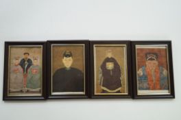 A collection of four silk pictures each of a Chinese emperor