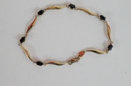 A 9ct gold sapphire and diamond bracelet