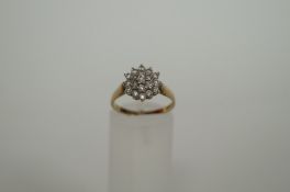 9ct white stone cluster ring