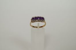 9ct purple and white stone ring