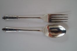 A silver spoon and fork London 1948. AMB Monogram