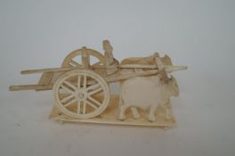 An early 20th century Ivory Indian ox cart