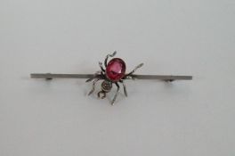 A white metal spider brooch