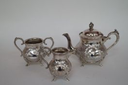 A silver plated tea set, pen knives, lighters and other items