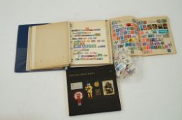 A stamp collection in an album
