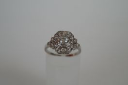 18ct diamond art deco style cluster ring approx 1ct