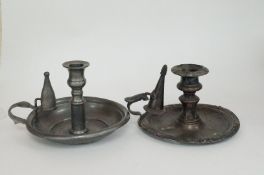 Two vintage candle stick holders with snuffers