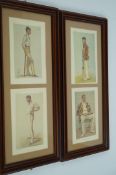 Two frames with four Vanity Fair illustrations of cricketers