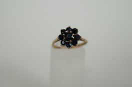 9ct sapphire cluster ring
