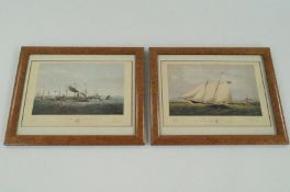 Two prints, of yachts and the Great Western Steamship