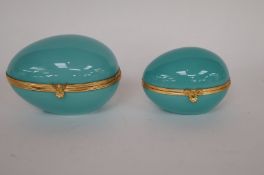 Two limoges turquoise eggs