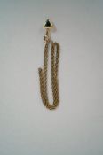 14ct gold sapphire pendant on 9ct gold chain