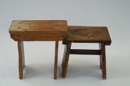 A pine stool and one other