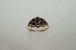 9ct sapphire cluster ring