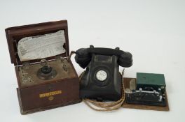 A call exchange telephone, morse code machine and gecophone