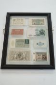 A display of foreign notes