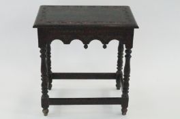 A carved oak table