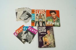 A collection of Elvis memorabilia including "The Elvis Express" issues 1 - 11, along with various